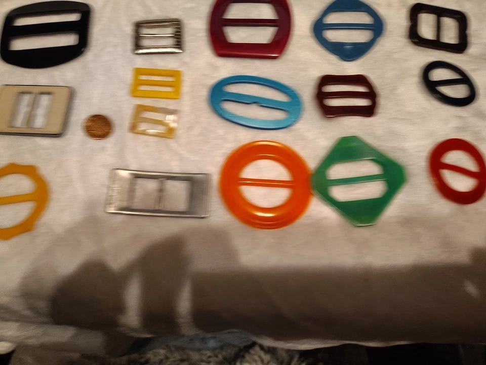 19 Diapositivas De Colección Asst Cinturón Hebilla Lucite Plástico Metal Hornear Lite Perla J3 Foto 2 de 4