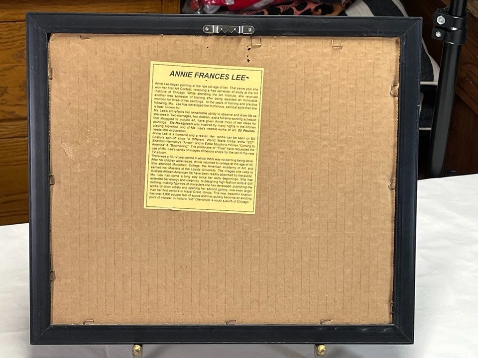 Conjunto vintage de 3 estampas artísticas afro-americanas emolduradas e foscas de ANNIE FRANCES LEE - Imagem 4 de 4