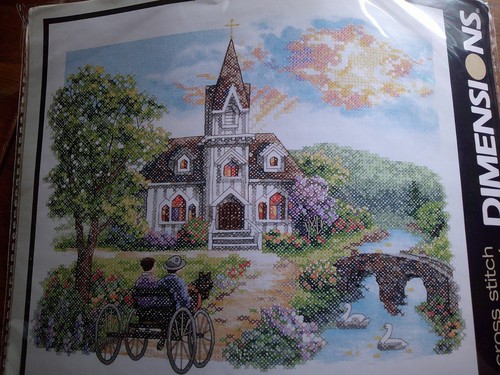 Dimensions  COUNTRY CHURCH Stamped Cross Stitch Kit 14x12