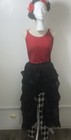 Halloween Costume Black Skirt Red Top Checkered Pants Womens 4 Piece Goth 