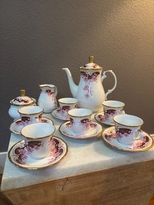15-Pc Vintage Thun Natalie Porcelain Coffee Service Set Gold Scalloped Czech Box