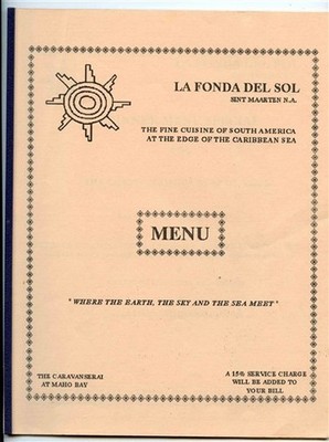 La Fonda Del Sol Menu Caravanserah at Maho Bay Sint Maarten Netherland Antilles 