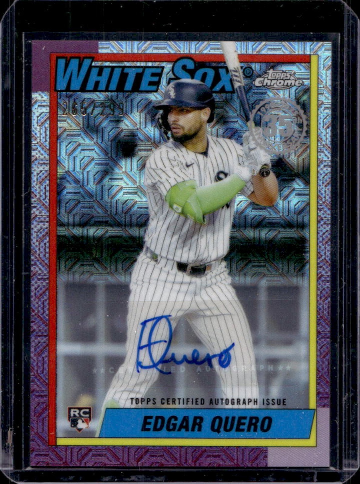 2025 Topps Update Edgar Quero Silver Pack 1990 Chrome Auto RC #265/299 White Sox