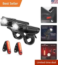 Powerful USB Rechargeable Bicycle Light Set with 4 Modes for Ultimate Safety