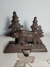 Woodland Cast Iron Bear Christmas Stocking Hanger Cabin Decor 5.75"