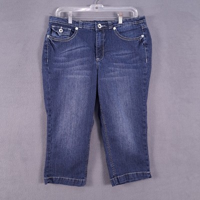 Royalty By YMI Jeans Womens 10 Blue Stretch Denim Mid Rise Capri Grunge Hipster