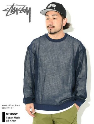 Stüssy Cotton Mesh LS Shirt Crew Navy Men's Size M | eBay