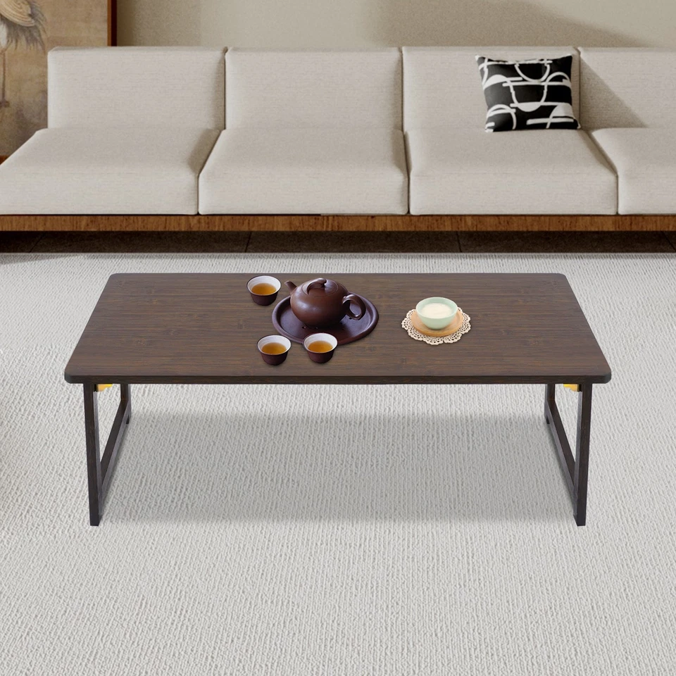 Folding Floor Table Foldable Coffee Table Sitting Dining Table Walnut Color NEW - Image 2 of 4