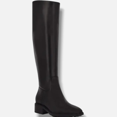 Calvin Klein Womens Black Botina Almond Toe Knee High Tall Riding Boots Size 11M