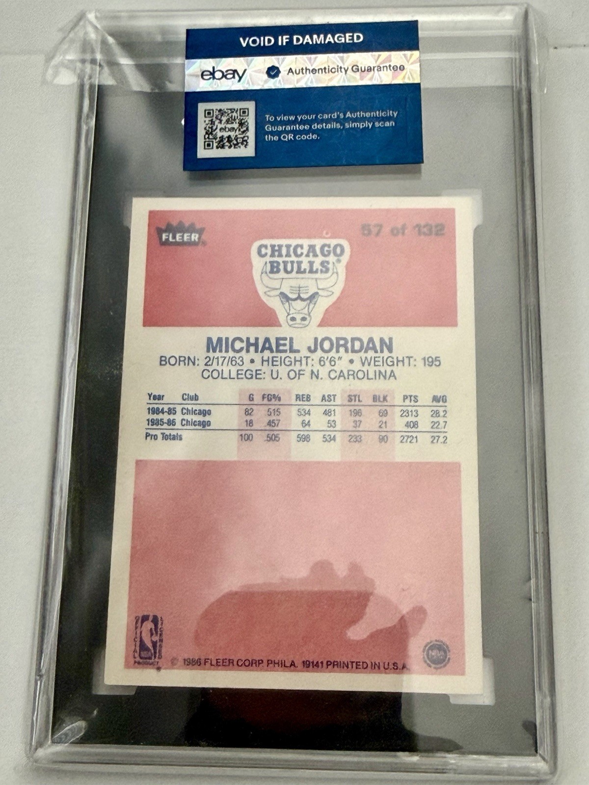 Michael Jordan Chicago Bulls 1986-87 Fleer #57 SGC Rookie Card RC Amazing Eye view 8