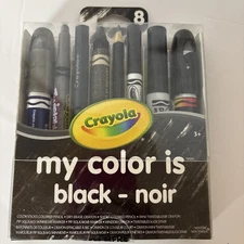 Crayola My Favorite Color Is Black 8pc Set 2015 Coloring Crayons Markers NEW