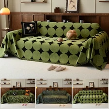 Chenille Sofa Cover Reversible Scratch Resistant Pet Friendly Tassel Couch Throw