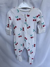 Baby Girls Cherry Zip Up Sleepsuit Baby grow Age Up To 1 Month