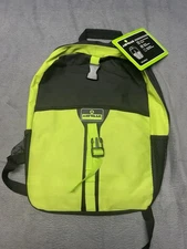 AirWalk Backpack Neon Green & Black With Water Bottle Side Pockets - New W/ Tags