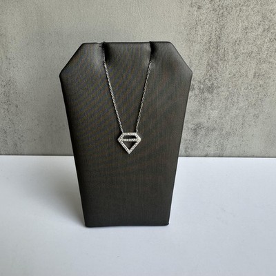 14kt Weißgold diamantförmiges Diamant Collier - 0,15ctw Diamanten, verstellbar
