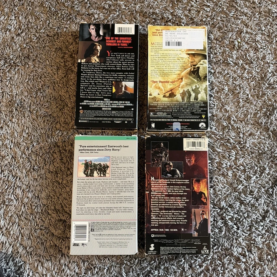 Vhs Lot We Are Soldiers Conspiracy Theory Terminator 2 Heartbreak Ridge - Imagem 2 de 2