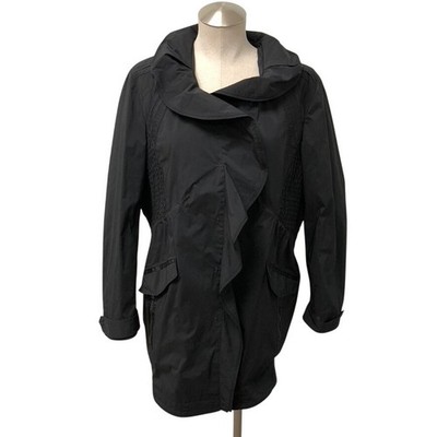 Elie Tahari Jacket Womens XL Black Ruffle Portrait Collar Drawstring E704V101