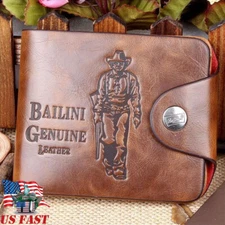 New Men's Boys' Classic Leather Pockets Credit/ID Cards Holder Purse Wallet Gift