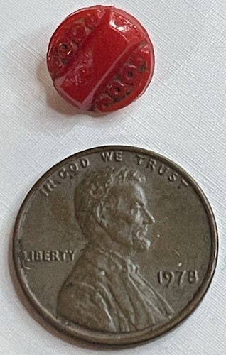 Antique Ornate Red Glass Button Vintage Crafting Crafts - Picture 2 of 4
