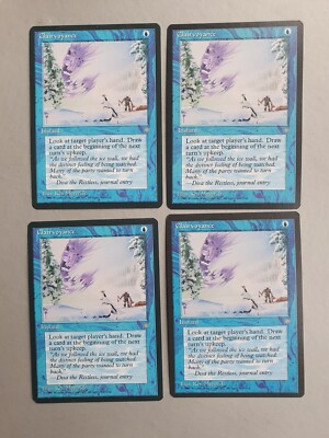 Clairvoyance x4 Playset, MTG Ice Age (1995), Common Blue Instant NM