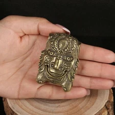 古玩铜器杂项收藏复古黄铜霸气拉环瑞兽摆件黄铜老物件老古董批发