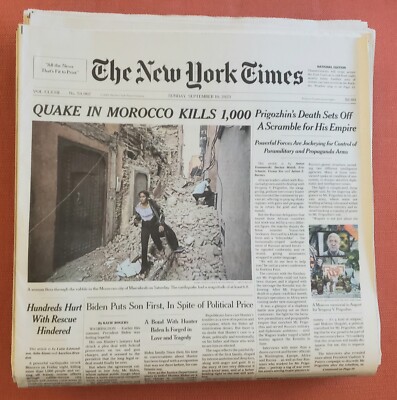 NEW YORK TIMES - SUNDAY SEPTEMBER 10, 2023 (EARTHQUAKE KILLS 1,000 IN MOROCCO)