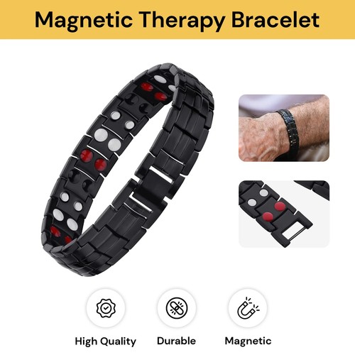 Men Antique copper Double Strong Magnetic Therapy Bracelet Arthritis Pain Relief - Picture 12 of 14