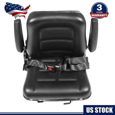 NAKKAA Fold Down Forklift Seat w/Armrest Excavator Tractor Loader Backhoe