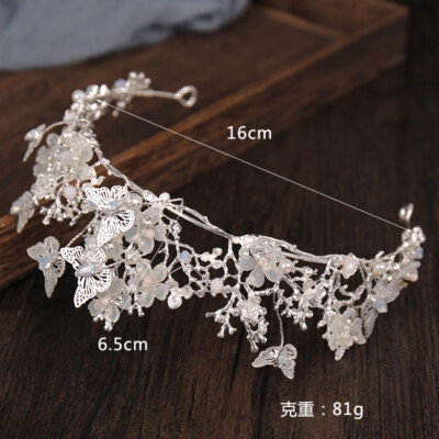 Lovely White Butterfly Flower Pearl Crystal Adult Big Tiara  display picture 2