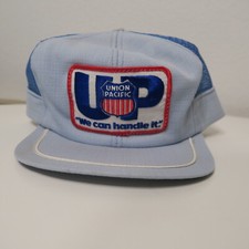 Authentic Vintage Union Pacific Patch Snapback Trucker Hat Mesh Cap USA Made vtg