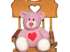 Handmade Pink Bear Stuffed Animal Knitted Teddy Bear with Heart Brand New Toy