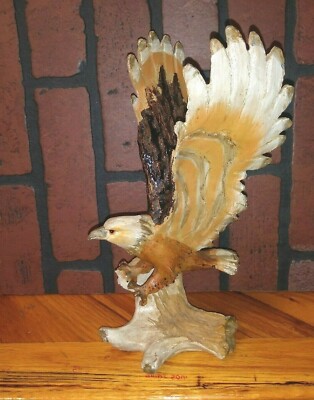 Eagle statue figurine Wings Of Glory resin 11''x 6'' Brown white tan 