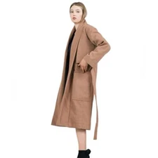 House Of Sunny Celina Belted Heavyweight Long Tan Wrap Coat Size 4