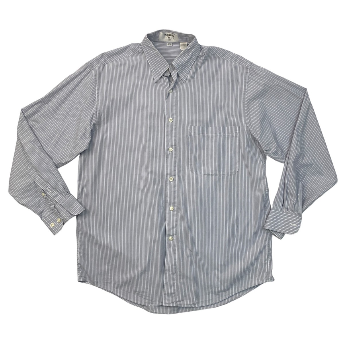 Vintage Valentino Uomo Shirt Mens 15.5 Quicksilver White