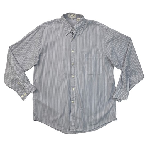 Valentino, Vintage Valentino Shirt Mens 15.5 Quicksilver White Cotton Striped Cotton Dress