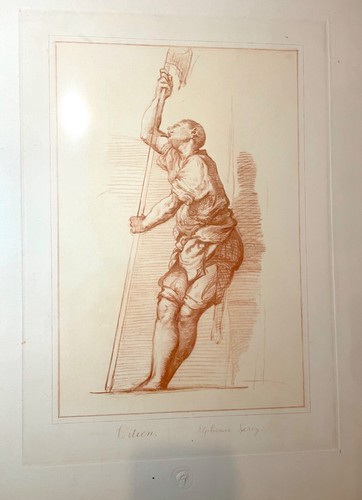 antique chalcographie du louvre museum Alphonse Leroy Sepia engraving print - Picture 2 of 12