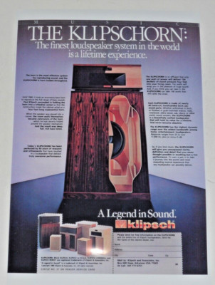Klipsch Klipschorn Audiophile Poster 1980 19'' x 13'' Inside View, Legendary Spkr