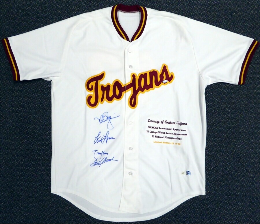 Tom Seaver Autographed Signed USC Trojans Randy Johnson Mark Mcgwire Baseball jersey Steiner 