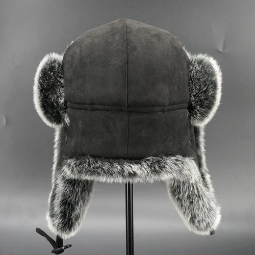 Men Trapper Hat Cap Sporting Ushanka Russian Cossack Faux Fur Suede Leather Warm - Picture 12 of 26