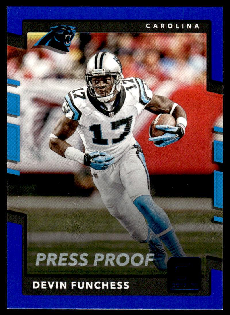 2017 Donruss 151 Devin Funchess Carolina Panthers Football Card Blue Press Proof