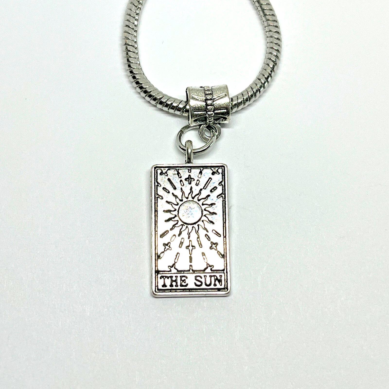 Silver Sun Tarot Charm Pendant for Bracelet or Necklace