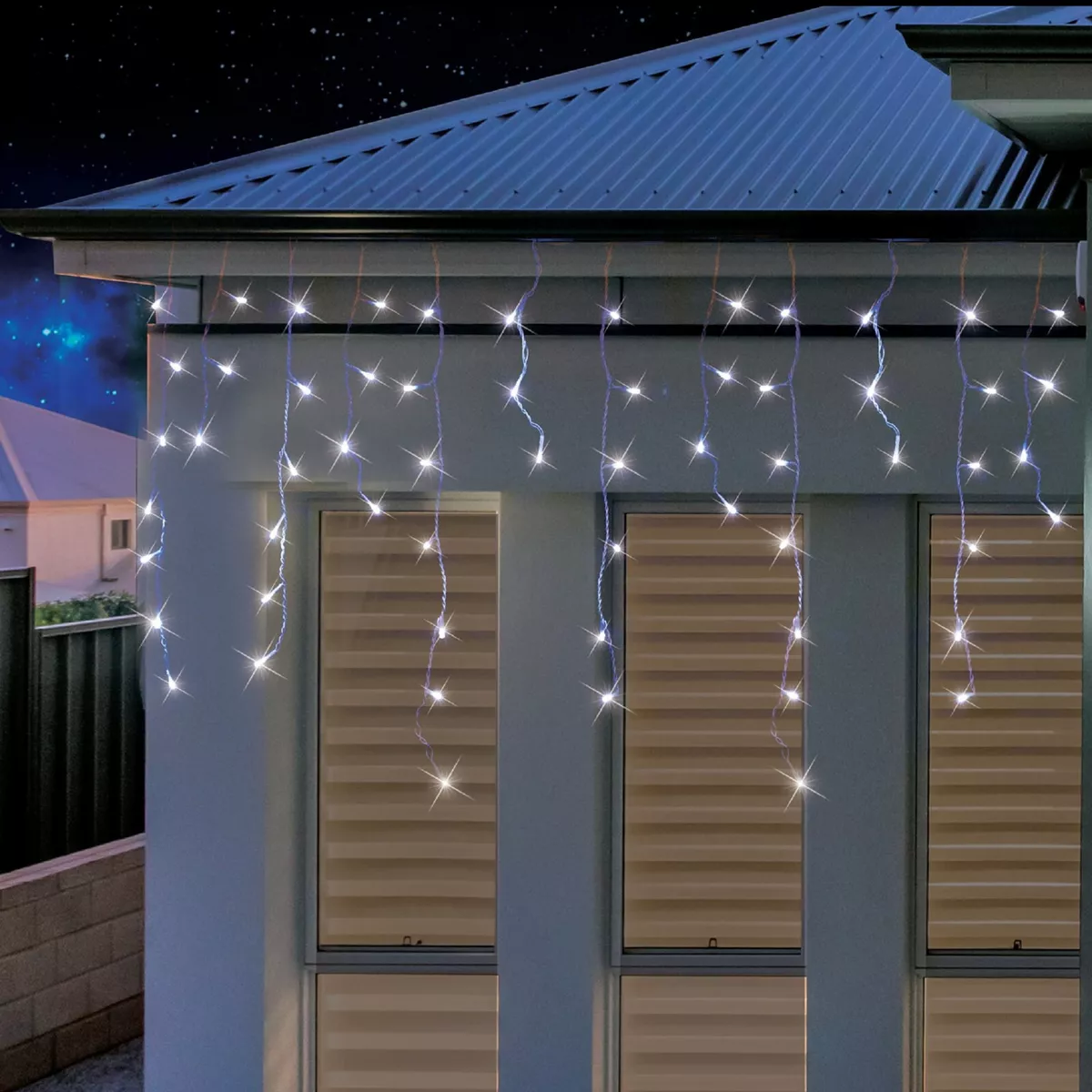 SOLAR 400 LED Icicle Cool White Outdoor Christmas Fairy Gutter Lights 7.9m Long