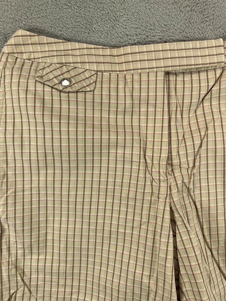 LIZ GOLF Mujer 8 Pantalones Cortos Bermudas Beige Rosa Cuadros Damas Chino tiro medio Plano 8" Foto 4 de 4
