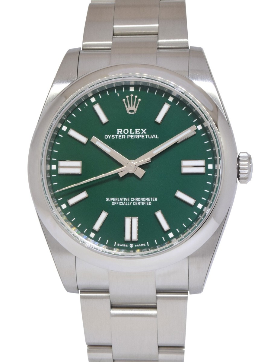NEW Rolex Oyster Perpetual 41 Steel Green Dial Mens Watch Box