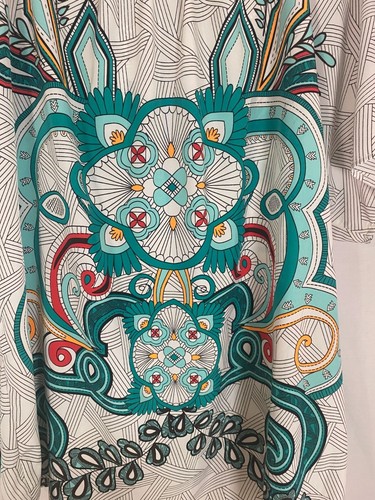 Style & Co. Women's White Teal & Turquoise Short Sleeve Blouse Size Lg - Picture 2 of 5