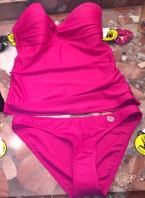 Nwt Body Glove Smoothies Twist Bandeau Bandini Tankini Pink Badeanzug Satz XS
