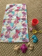 American Girl beach pool towel OG sand toys bucket shovel for 18" doll NEW