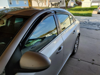 Mugen Style Window Visors Rain Guards For 2009-2015 Chevy Cruze – Smoked, 4-Piece Set, Easy Adhesive Mount