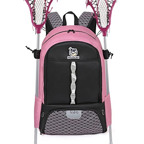  Lacrosse Backpack Lacrosse Bags with Stick Holders Field Black