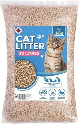 Wood Based Cat Litter Absorbent Biodegradable Pellets Animal Comfort Odour 30L